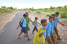 School blooms in desert sand